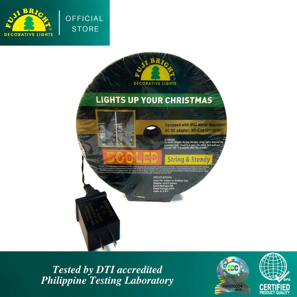 Fuji Bright 500 LED Steady String Christmas Lights with End Connector