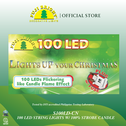 100 LED STRING LIGHTS W/  100% STROBE CANDLE