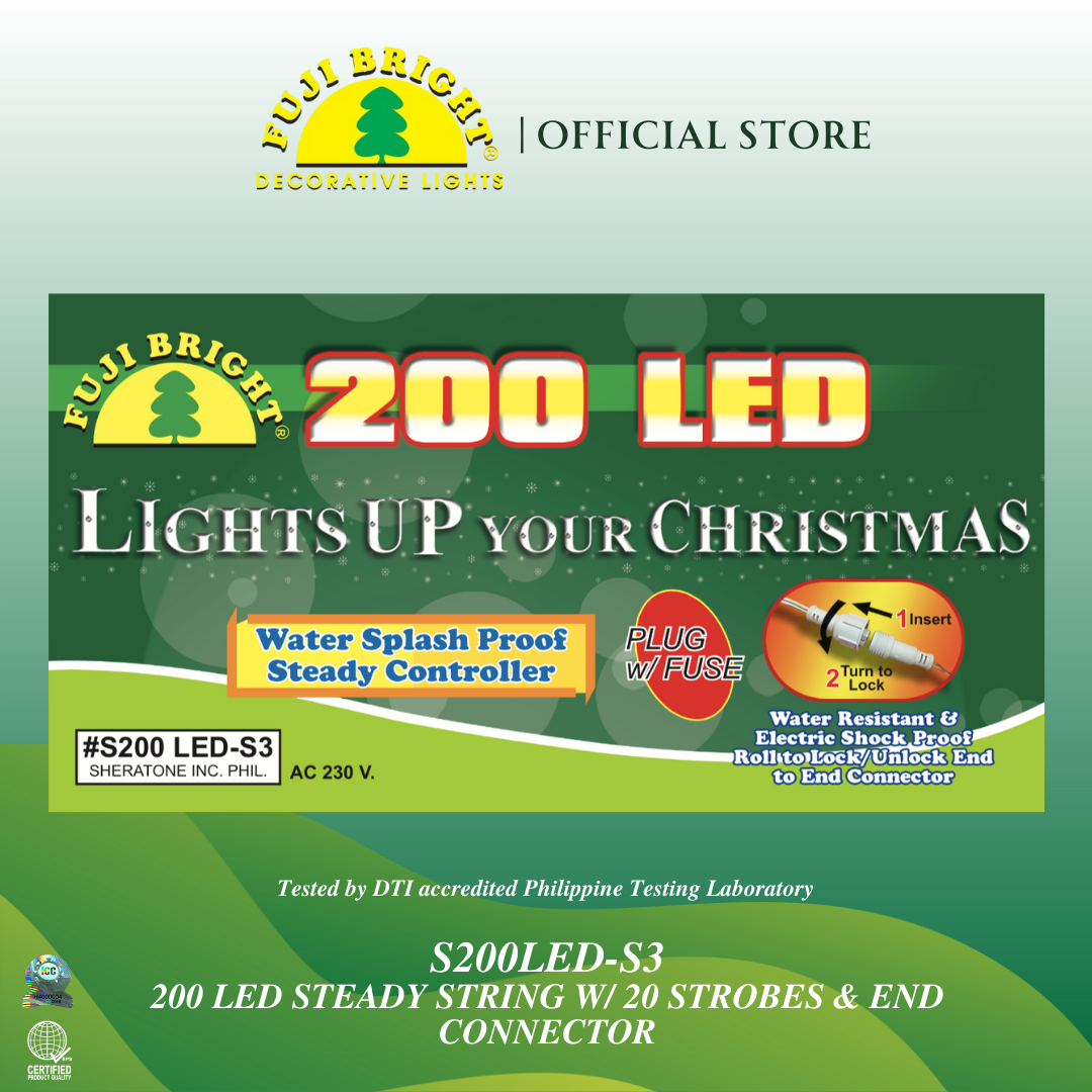 200 LED STEADY STRING WITH 20 STROBES