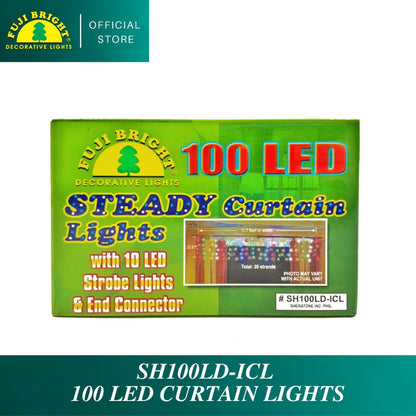 Fuji Bright 100 LED Steady Curtain Lights with 10% Strobe and End Connector