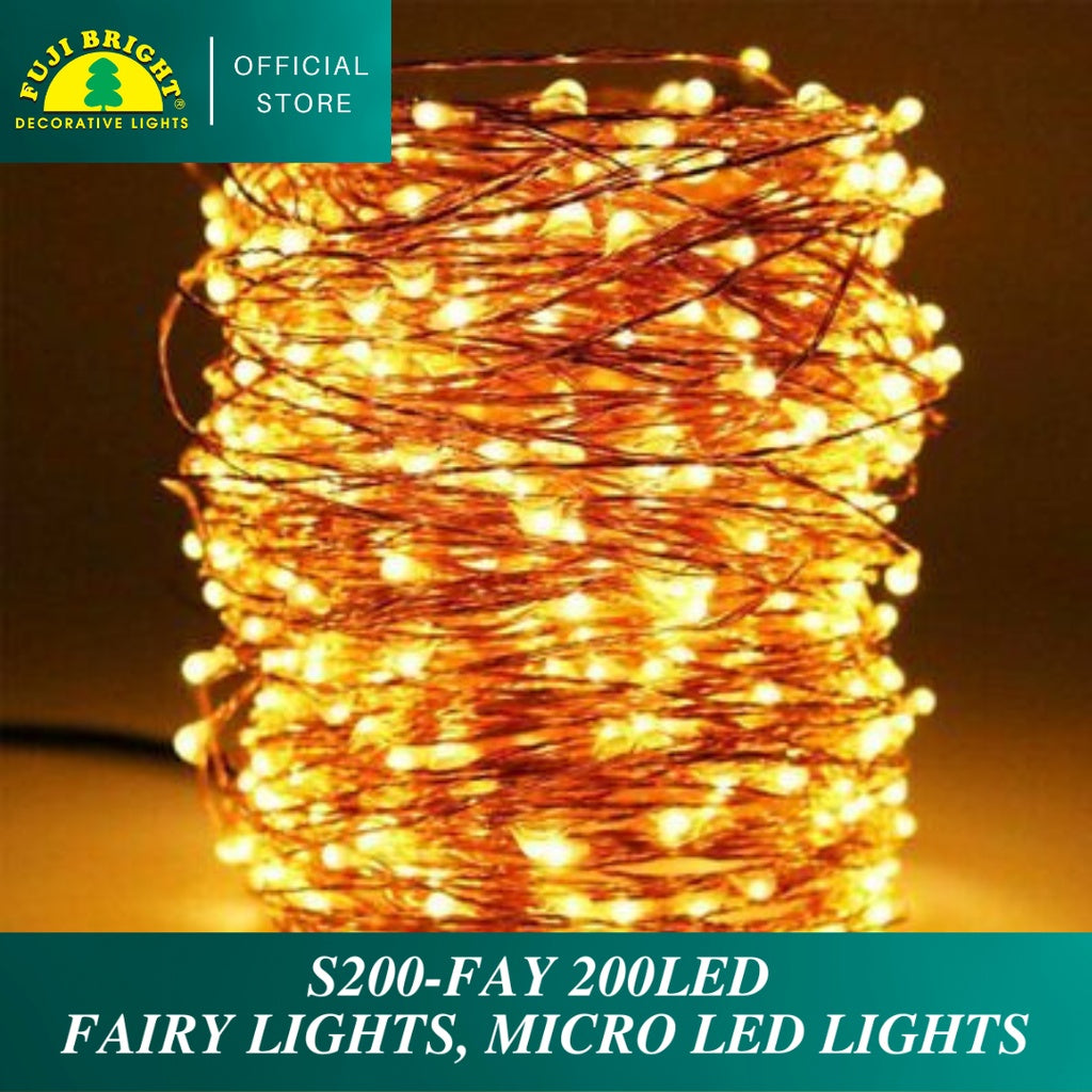 FUJI BRIGHT 200 MICRO LED IN ENAMEL WIRE W/ AC ADAPTER CHRISTMAS LIGHTS