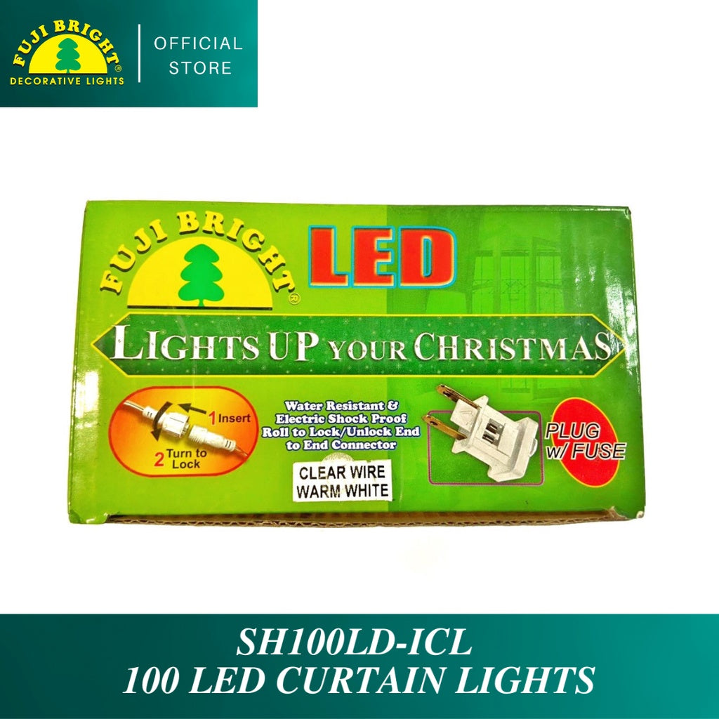 Fuji Bright 100 LED Steady Curtain Lights with 10% Strobe and End Connector