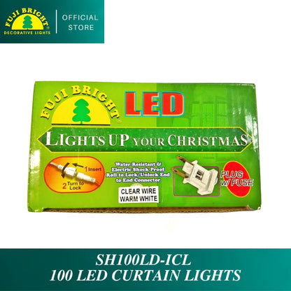 Fuji Bright 100 LED Steady Curtain Lights with 10% Strobe and End Connector
