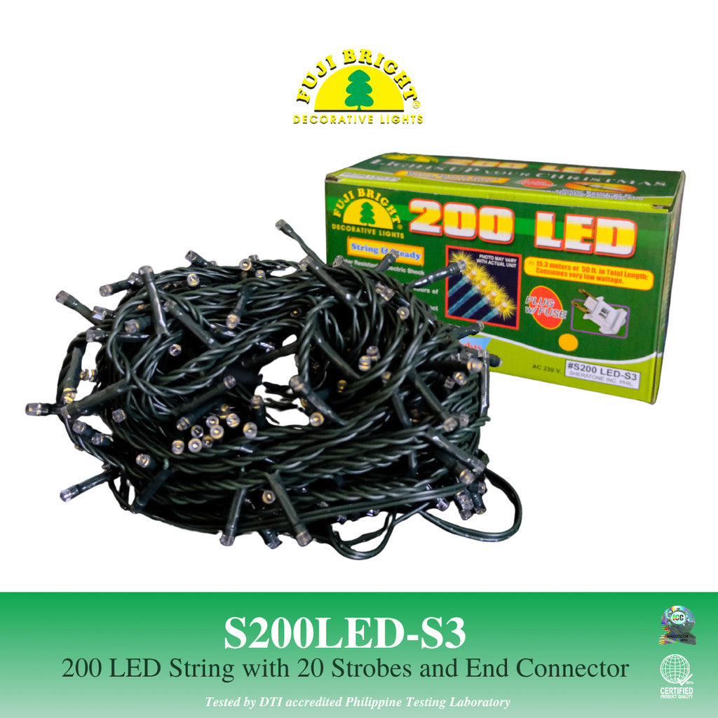Fuji Bright 200 LED 10% Strobe String Christmas Lights with End Connector Christmas Lights