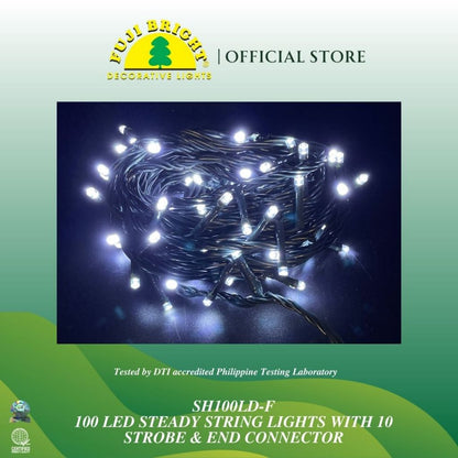 Fuji Bright 100 LED with 10% Strobe Light Christmas Lights with End Connector