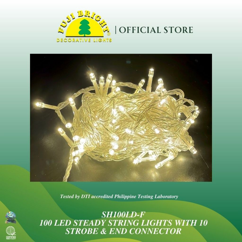 Fuji Bright 100 LED with 10% Strobe Light Christmas Lights with End Connector