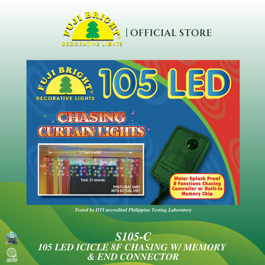 Fuji Bright 100 LED Curtain Lights with 8 Functions Controller and End Connector