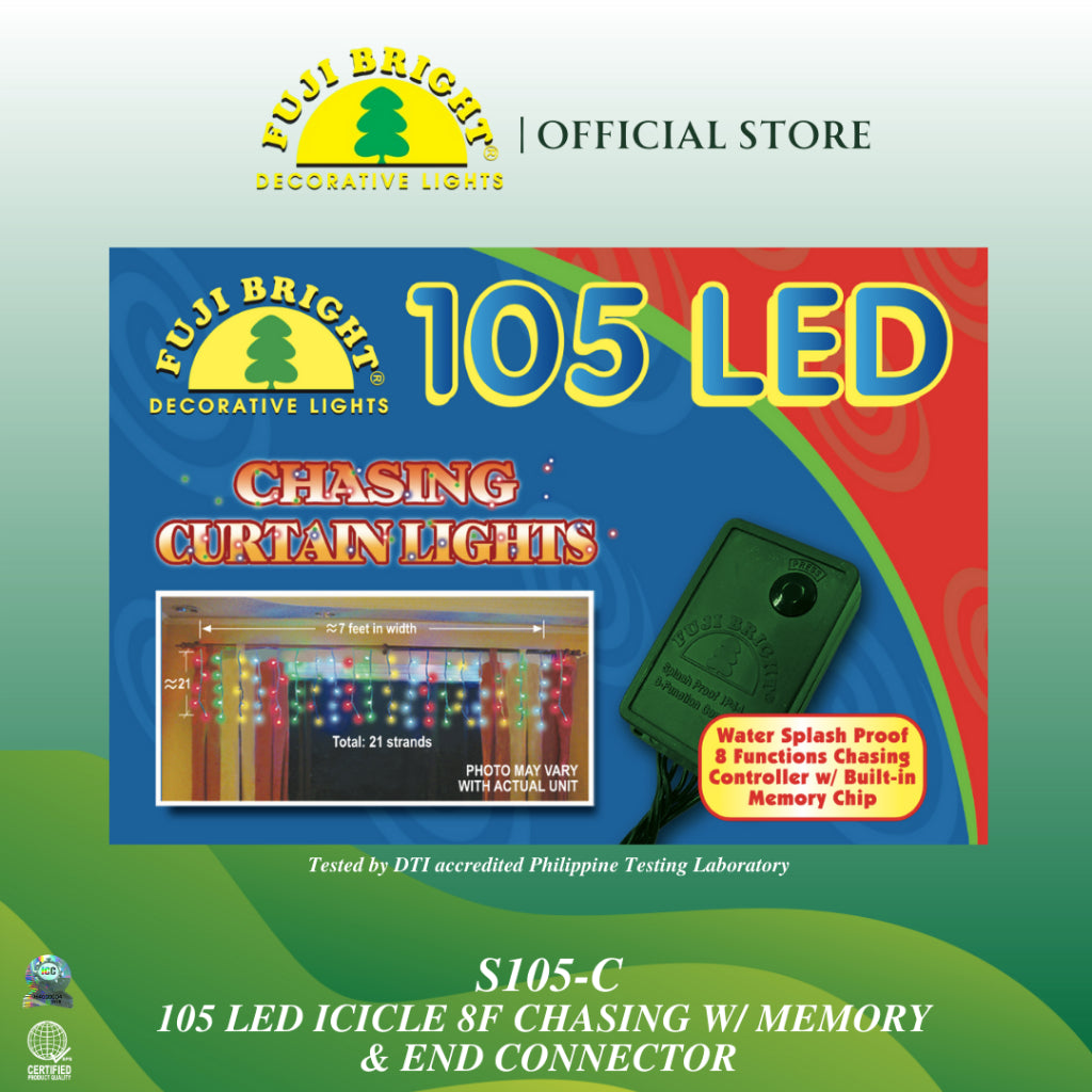 Fuji Bright 100 LED Curtain Lights with 8 Functions Controller and End Connector