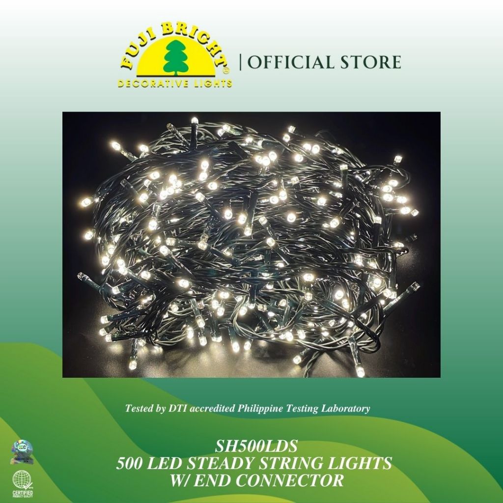 Fuji Bright 500 LED Steady String Christmas Lights with End Connector