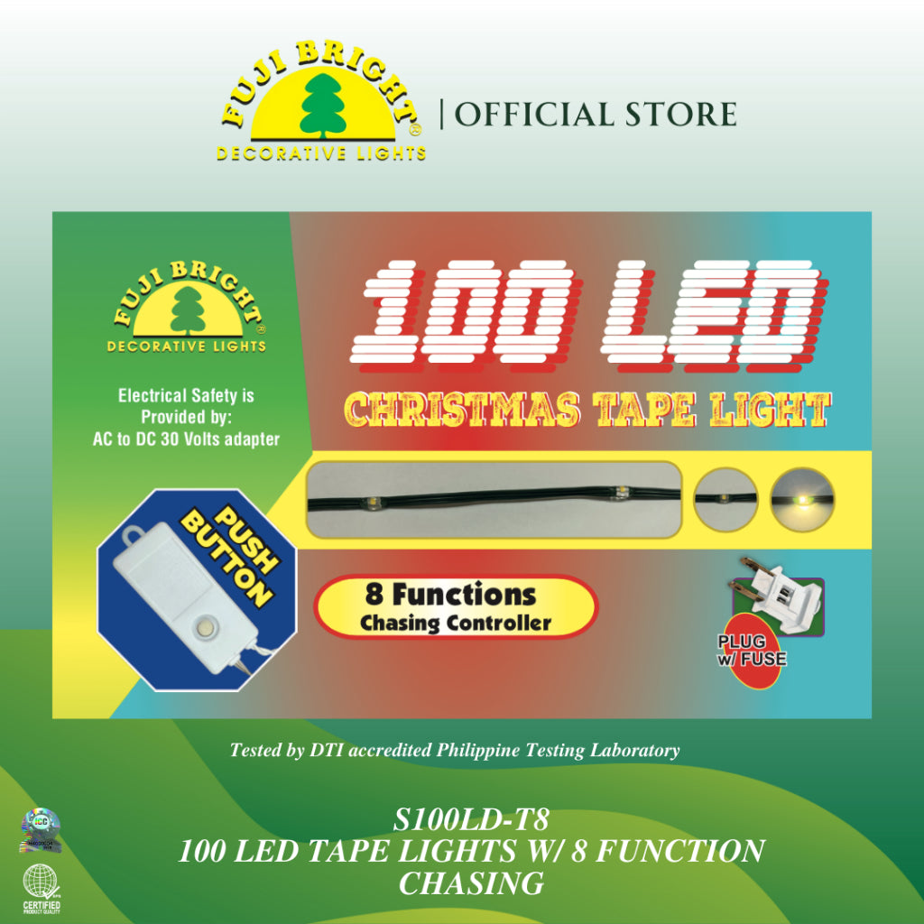Fuji Bright 100 LED Tape Lights with 8 Function Chasing Christmas Lights