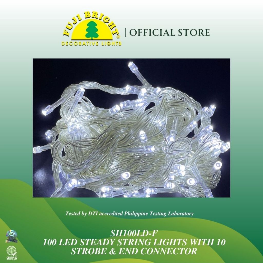 Fuji Bright 100 LED with 10% Strobe Light Christmas Lights with End Connector