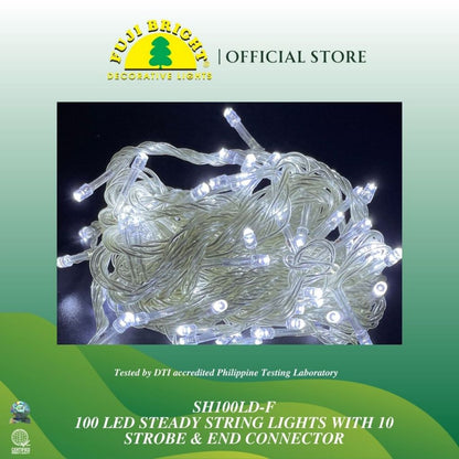 Fuji Bright 100 LED with 10% Strobe Light Christmas Lights with End Connector