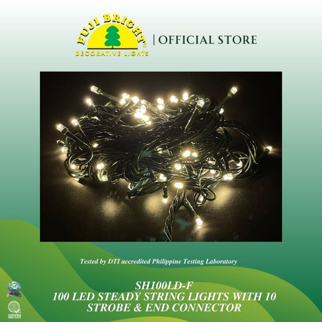 Fuji Bright 100 LED with 10% Strobe Light Christmas Lights with End Connector