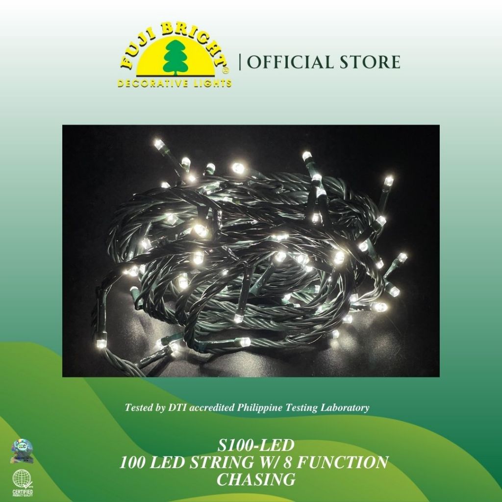 Fuji Bright 100 LED String with 8 Function Christmas Lights & End Connector Christmas Lights