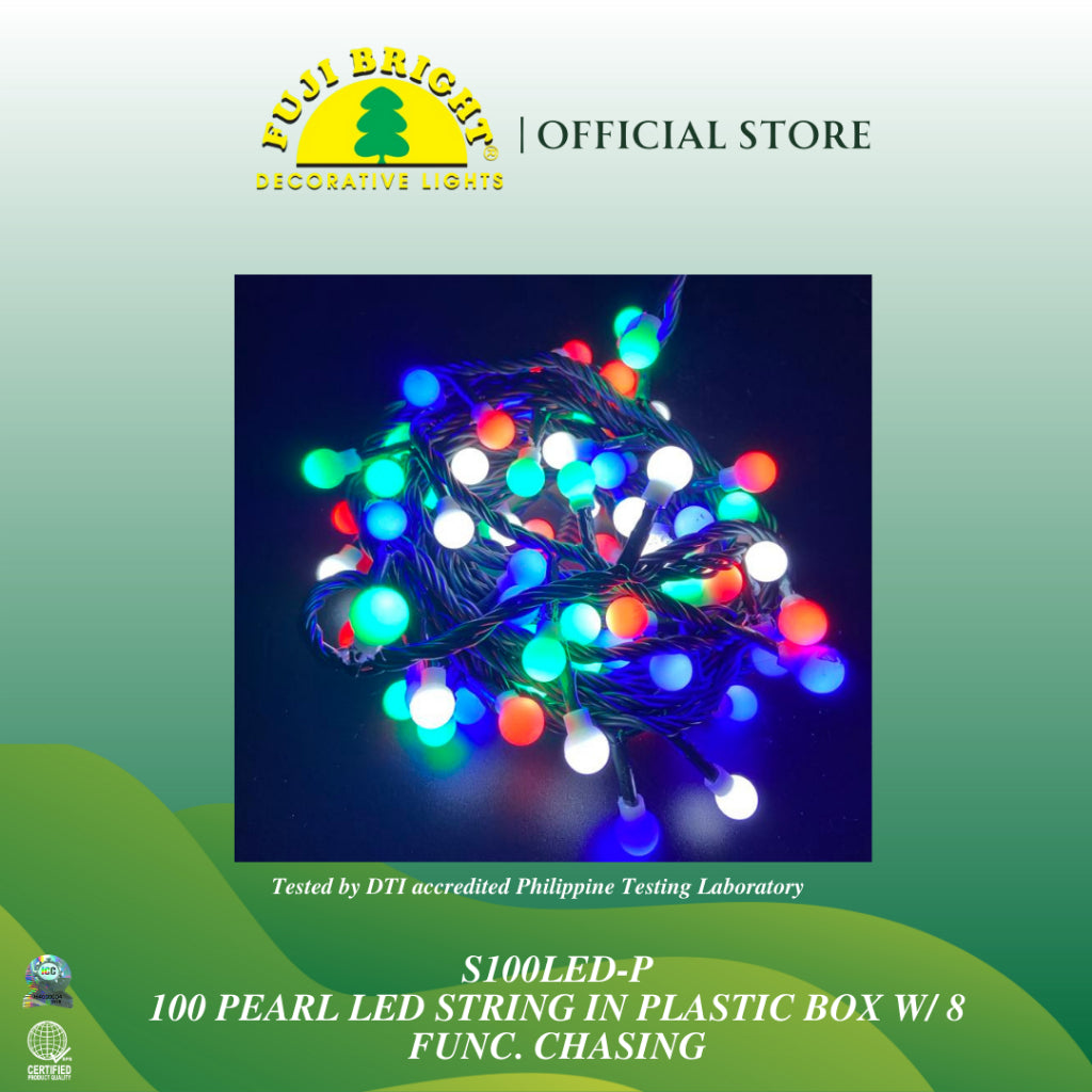 Fuji Bright 100 Pearl LED String With 8 Function Chasing and End Connector Christmas Lights