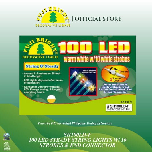 Fuji Bright 100 LED with 10% Strobe Light Christmas Lights with End Connector