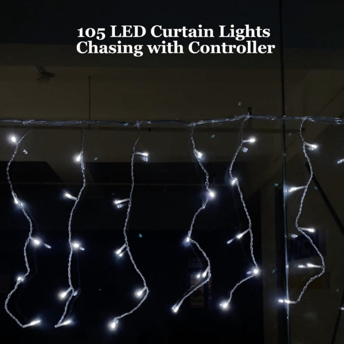 Fuji Bright 100 LED Curtain Lights with 8 Functions Controller and End Connector