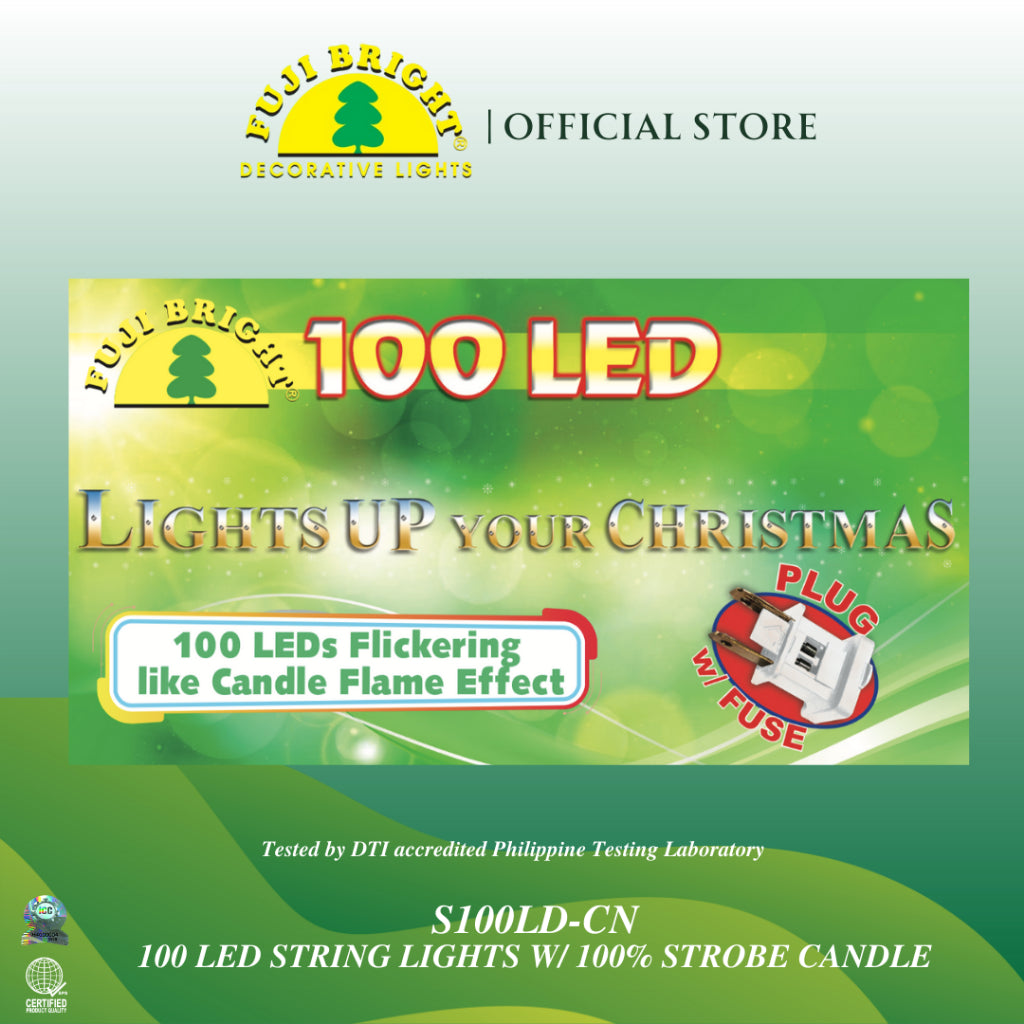FUJI BRIGHT 100 LED STRING LIGHTS W/ 100% STROBE CANDLE CHRISTMAS LIGHTS