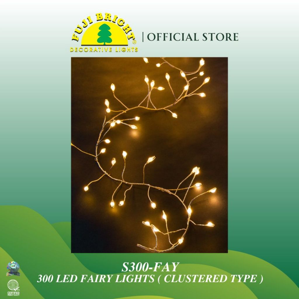 Fuji Bright 300 LED Clustered Fairy Lights with Strobe Christmas Lights