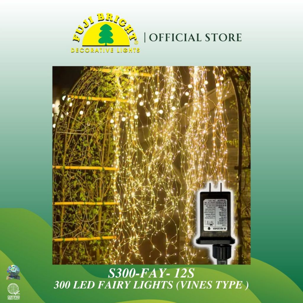 Fuji Bright 300 LED Micro Vines Warm LED Drop Light Fairy Lights with Strobe Christmas Lights