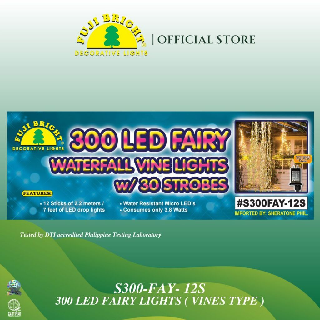 Fuji Bright 300 LED Micro Vines Warm LED Drop Light Fairy Lights with Strobe Christmas Lights