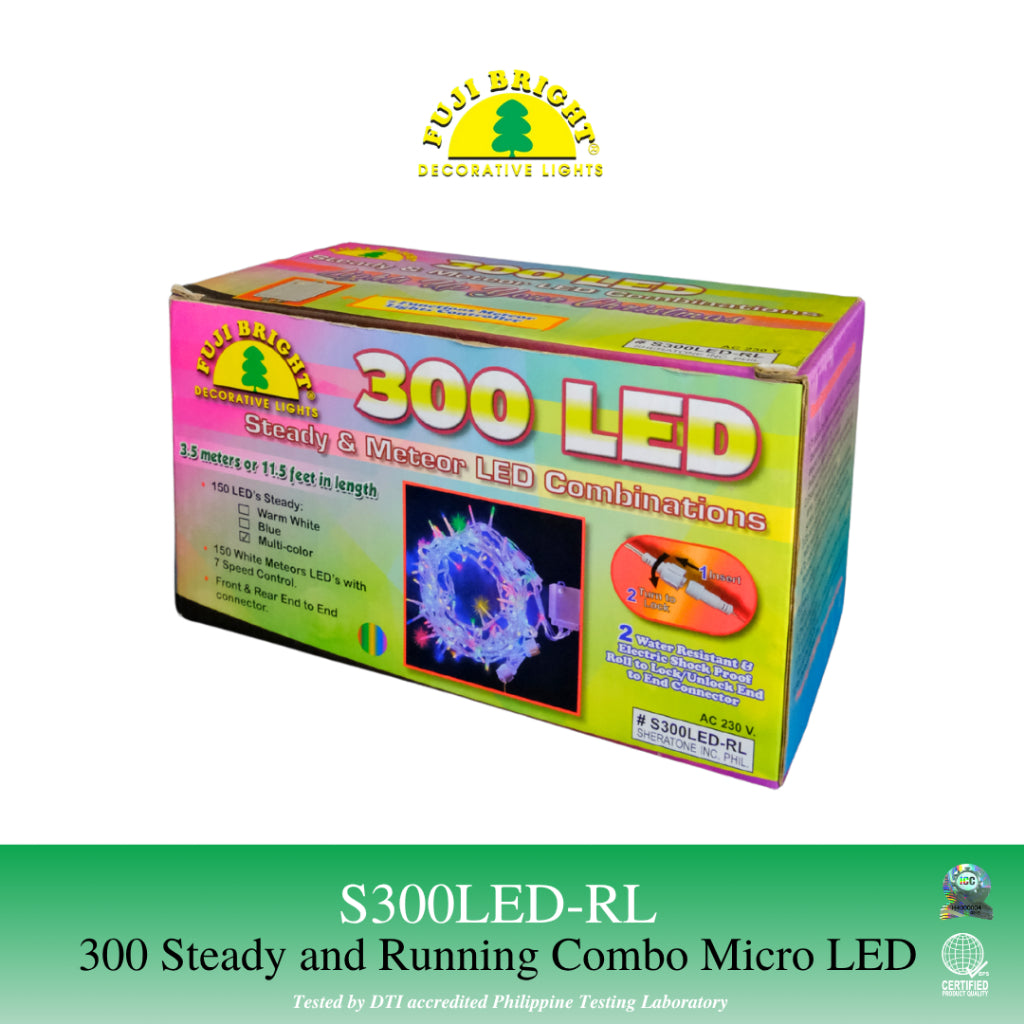 FUJI BRIGHT 300 STEADY AND RUNNING COMBO MICRO LED CHRISTMAS LIGHTS
