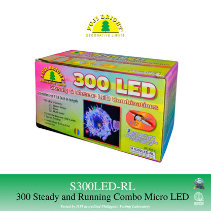 FUJI BRIGHT 300 STEADY AND RUNNING COMBO MICRO LED CHRISTMAS LIGHTS