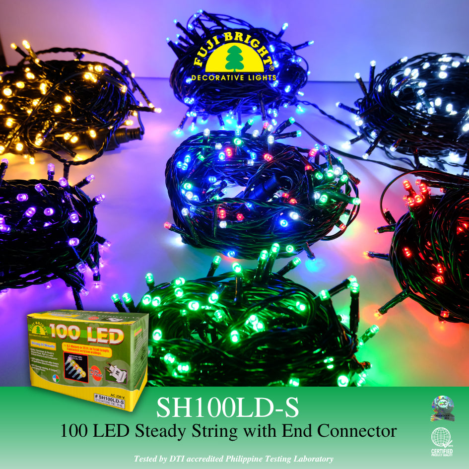 Fuji Bright 100 LED Steady String Christmas Lights with End Connector