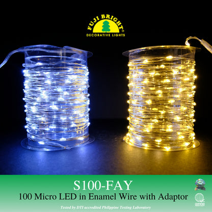 FUJI BRIGHT 100 MICRO LED W/ AC-6VDC ADAPTER CHRISTMAS LIGHTS