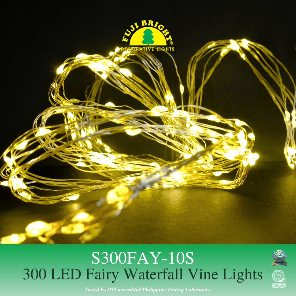 Fuji Bright 300 LED Micro Vines Warm LED Drop Light Fairy Lights with Strobe Christmas Lights