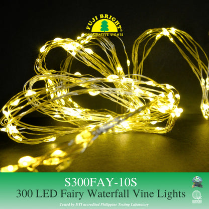 Fuji Bright 300 LED Micro Vines Warm LED Drop Light Fairy Lights with Strobe Christmas Lights