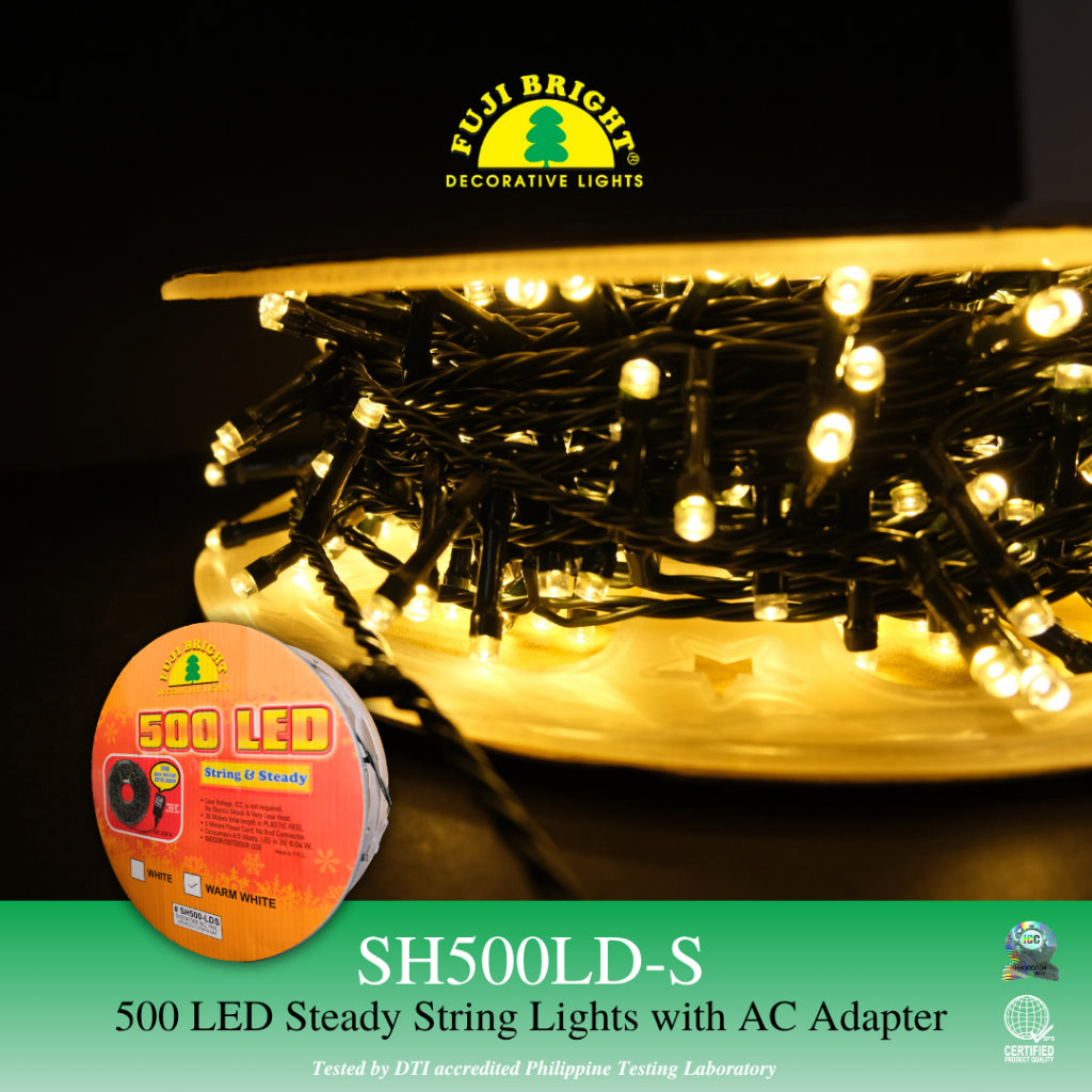 Fuji Bright 500 LED Steady String Christmas Lights with End Connector