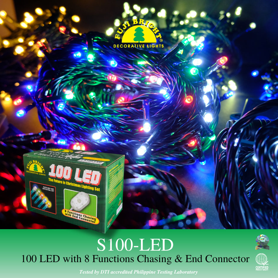 Fuji Bright 100 LED String with 8 Function Christmas Lights & End Connector Christmas Lights