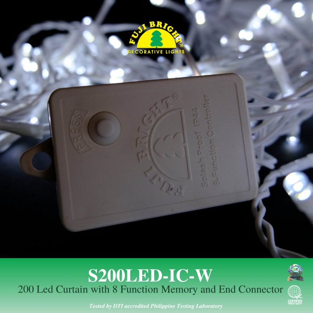 Fuji Bright 200 LED Blinking Curtain Lights with End Connector Christmas Lights