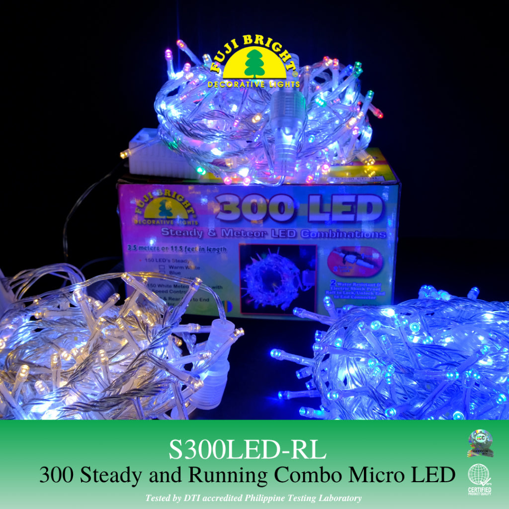FUJI BRIGHT 300 STEADY AND RUNNING COMBO MICRO LED CHRISTMAS LIGHTS