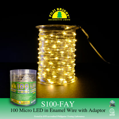 FUJI BRIGHT 100 MICRO LED W/ AC-6VDC ADAPTER CHRISTMAS LIGHTS