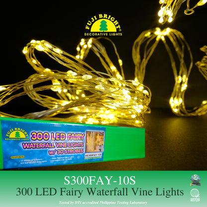 Fuji Bright 300 LED Micro Vines Warm LED Drop Light Fairy Lights with Strobe Christmas Lights