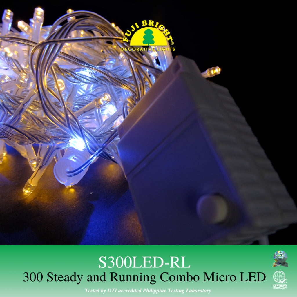 FUJI BRIGHT 300 STEADY AND RUNNING COMBO MICRO LED CHRISTMAS LIGHTS