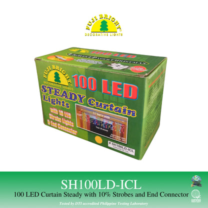 Fuji Bright 100 LED Steady Curtain Lights with 10% Strobe and End Connector