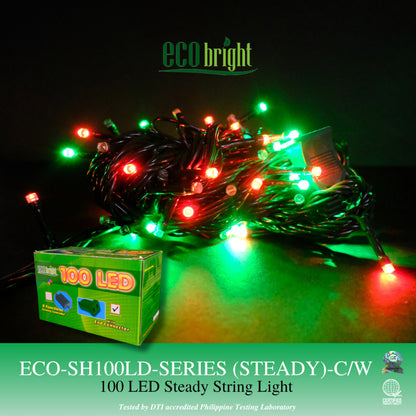 Eco Bright Christmas Lights 100 LED String Lights Steady or with 8 Function Chasing Controller