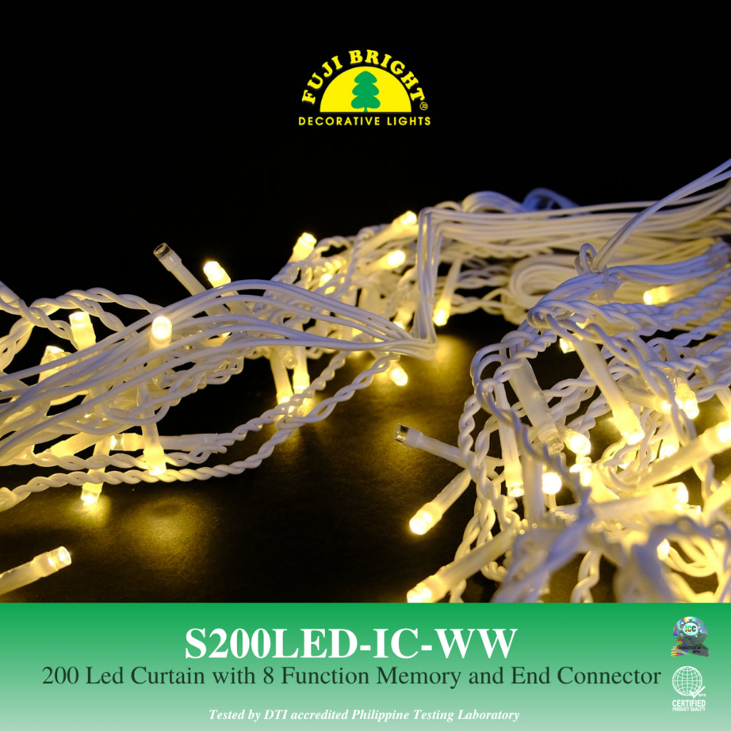 Fuji Bright 200 LED Blinking Curtain Lights with End Connector Christmas Lights