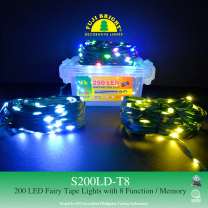 FUJI BRIGHT 200 LED FAIRY TAPE LIGHTS W/ 8 FUNCTION & MEMORY CHRISTMAS LIGHTS