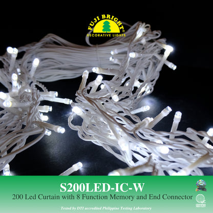 Fuji Bright 200 LED Blinking Curtain Lights with End Connector Christmas Lights
