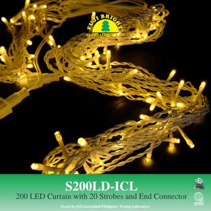 Fuji Bright 200 LED Steady Curtain Lights with End Connector Christmas Lights