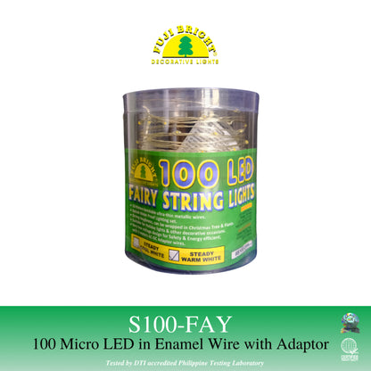 FUJI BRIGHT 100 MICRO LED W/ AC-6VDC ADAPTER CHRISTMAS LIGHTS