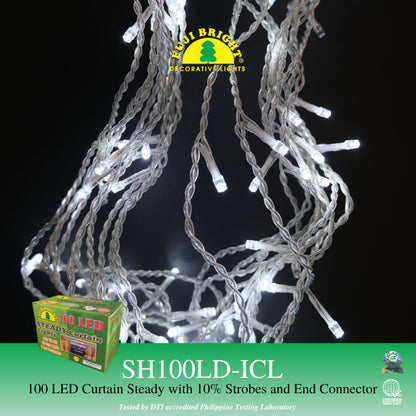 Fuji Bright 100 LED Steady Curtain Lights with 10% Strobe and End Connector