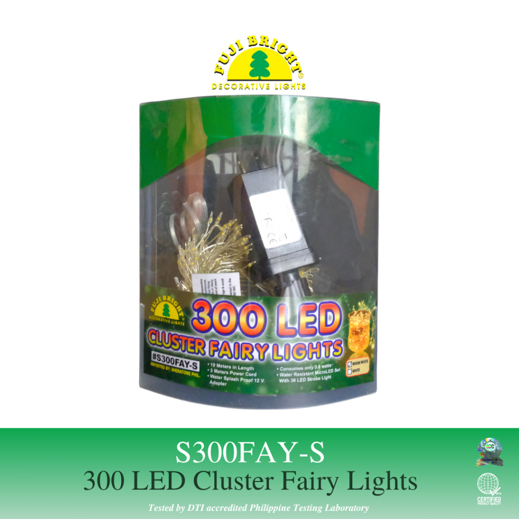 Fuji Bright 300 LED Clustered Fairy Lights with Strobe Christmas Lights