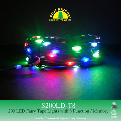 FUJI BRIGHT 200 LED FAIRY TAPE LIGHTS W/ 8 FUNCTION & MEMORY CHRISTMAS LIGHTS