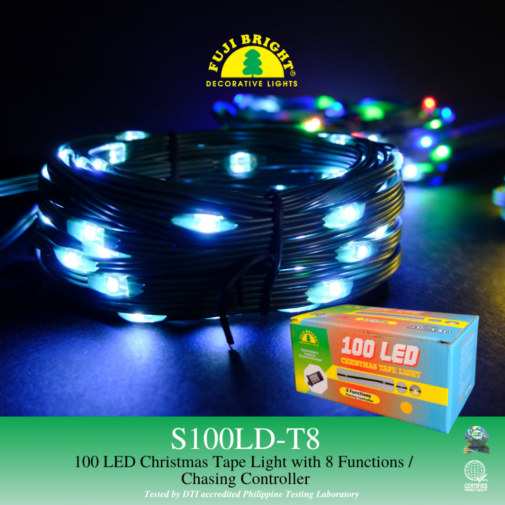 Fuji Bright 100 LED Tape Lights with 8 Function Chasing Christmas Lights