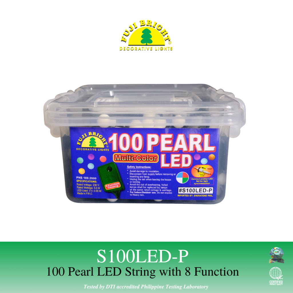 Fuji Bright 100 Pearl LED String With 8 Function Chasing and End Connector Christmas Lights